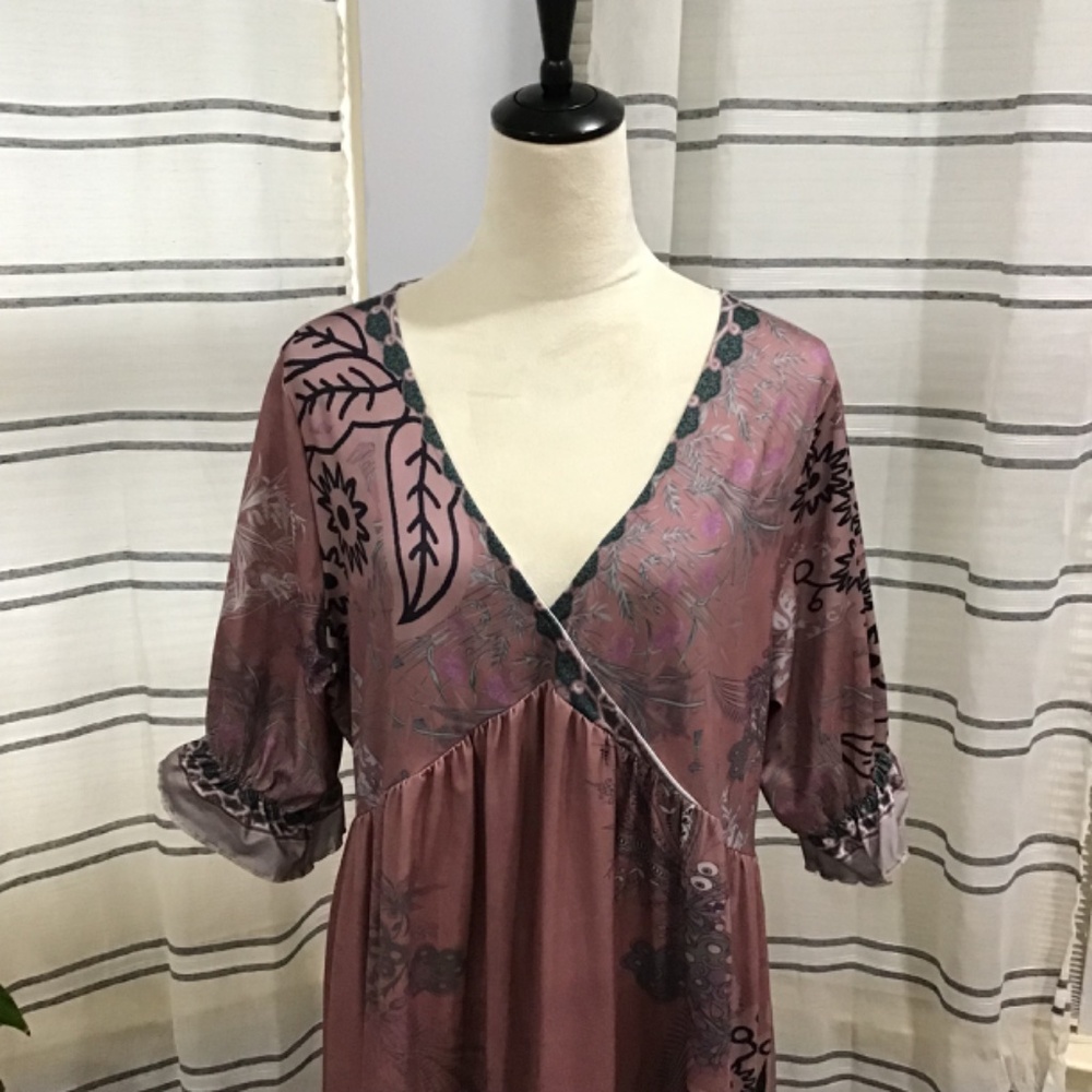 Pink Daisy Women’s Size 1X Plus (14/16) V Neck 3/4 Ruffle Sleeve Dress Fairy - Picture 2 of 12